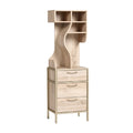 Moderne houten kast met drie lades en open planken
