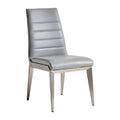 Moderne Grijze Eetstoelen met Leren Bekleding en Rvs Poten