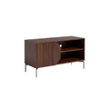 Moderne houten kast met ribbeldeuren en metalen poten