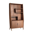 Moderne houten boekenkast met open vakken en kastdeur